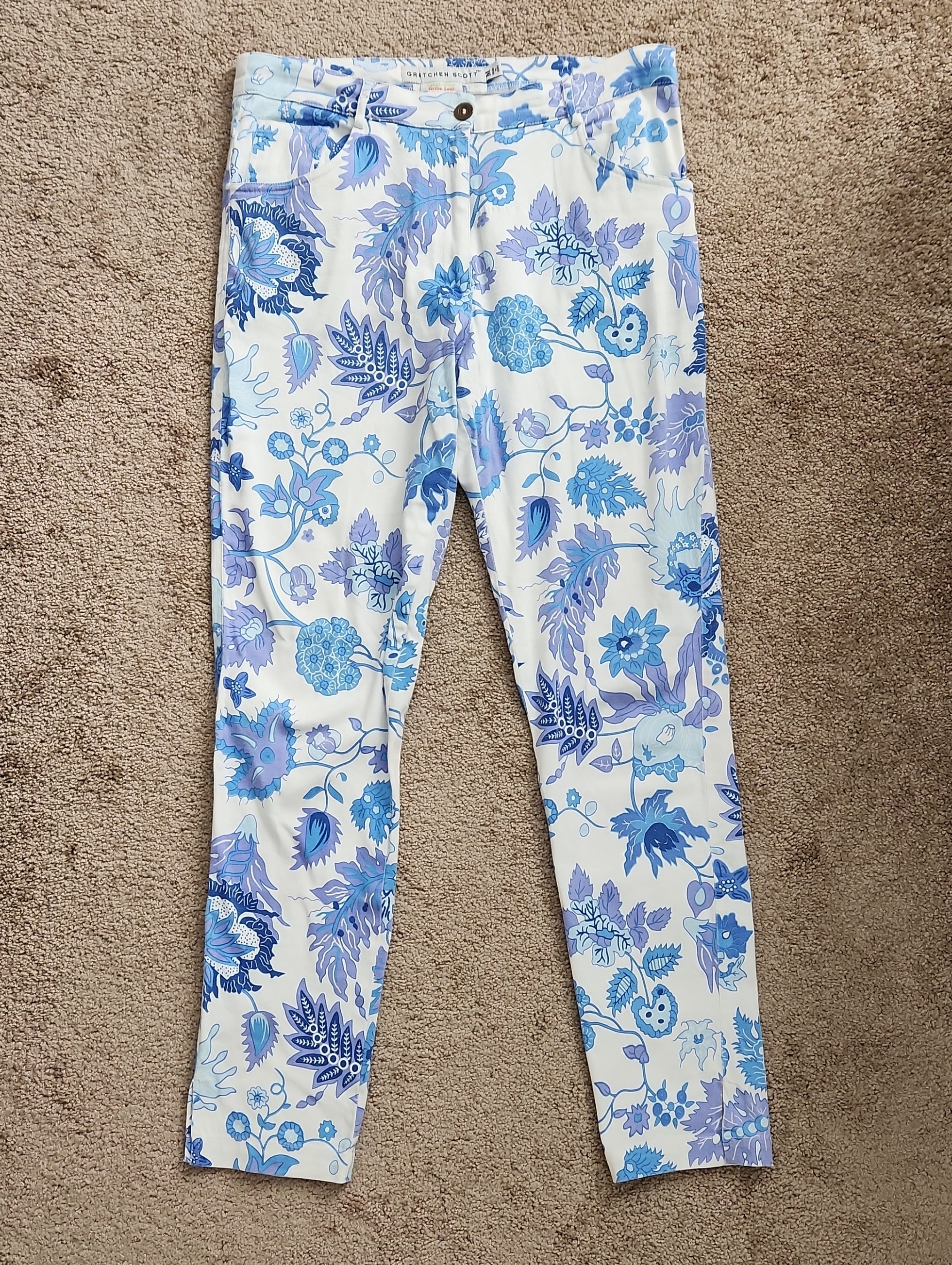 Gretchen Scott Floral Pants Medium Bohemian Cottagecore Cotton Blend Botanical
